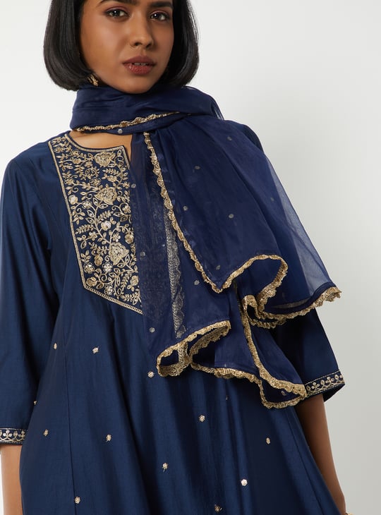 Women Embroidered A-line Kurta Set