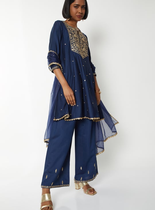 Women Embroidered A-line Kurta Set