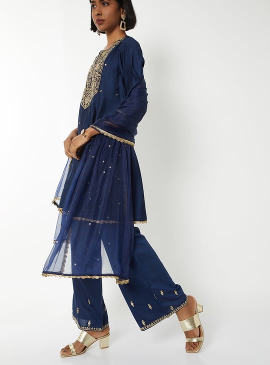 Women Embroidered A-line Kurta Set