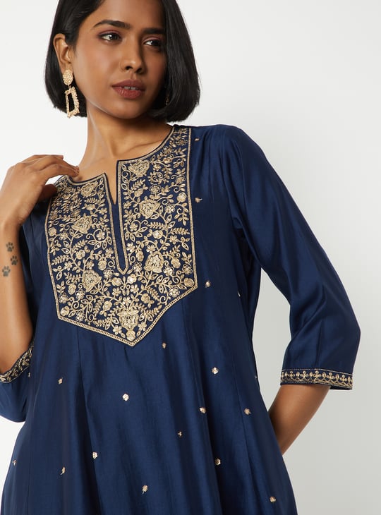 Women Embroidered A-line Kurta Set