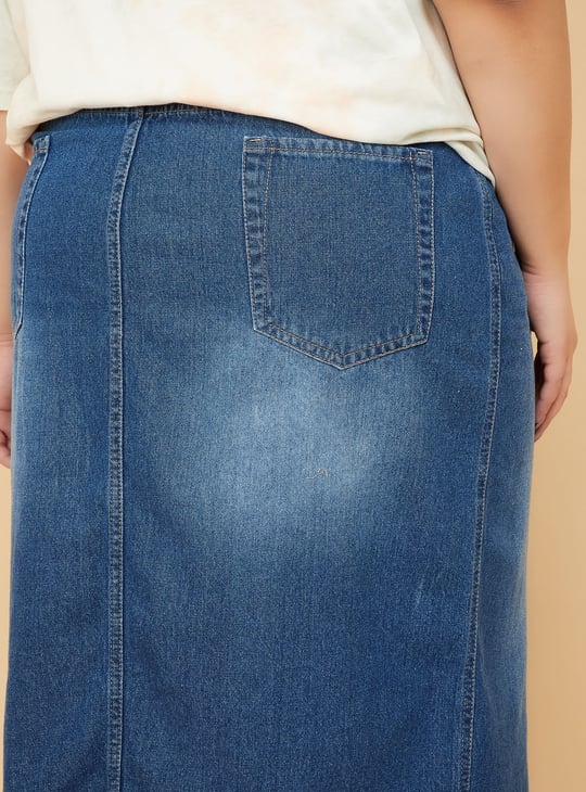 Women Washed Denim Skirt