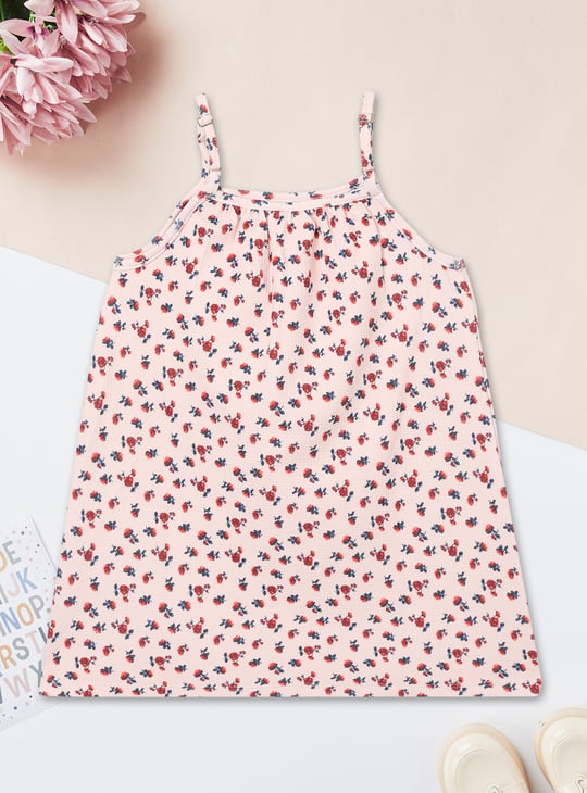 Girls Floral Print Dress with T-shirt