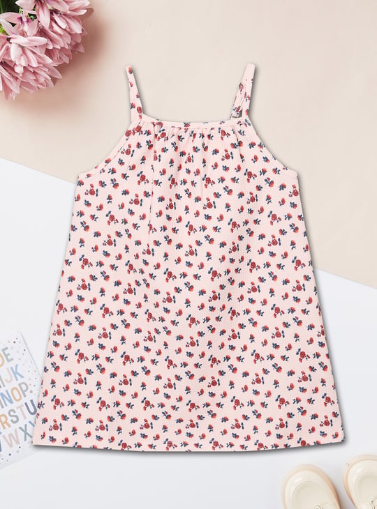 Girls Floral Print Dress with T-shirt