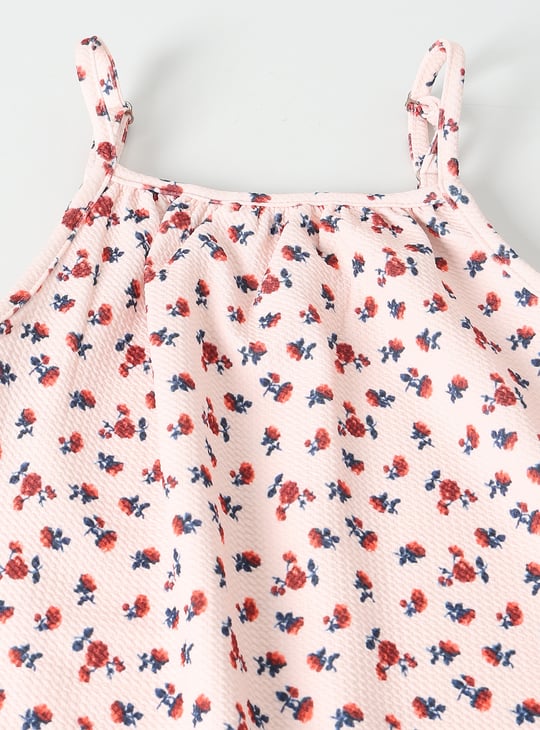 Girls Floral Print Dress with T-shirt