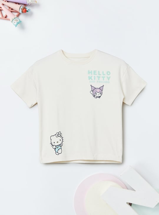 Girls Hello Kitty Print Crop T-shirt