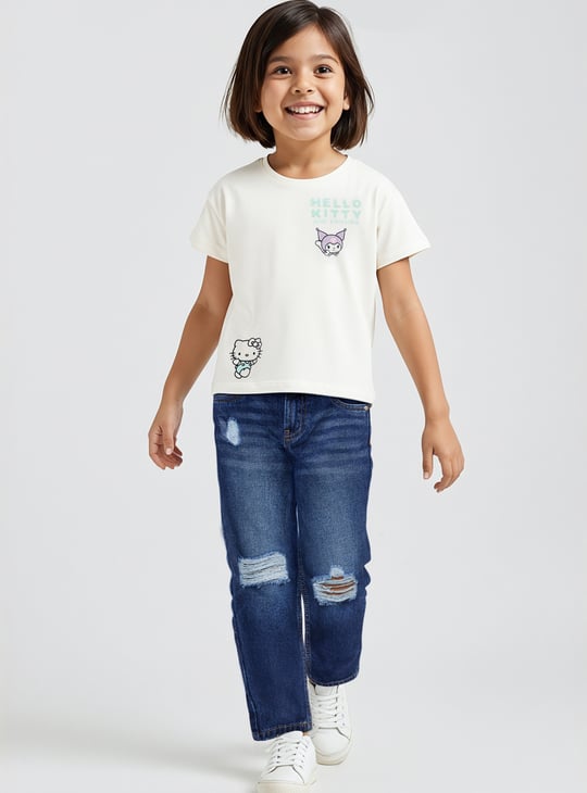 Girls Hello Kitty Print Crop T-shirt