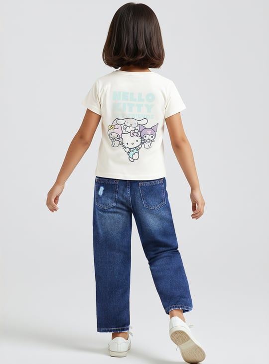 Girls Hello Kitty Print Crop T-shirt