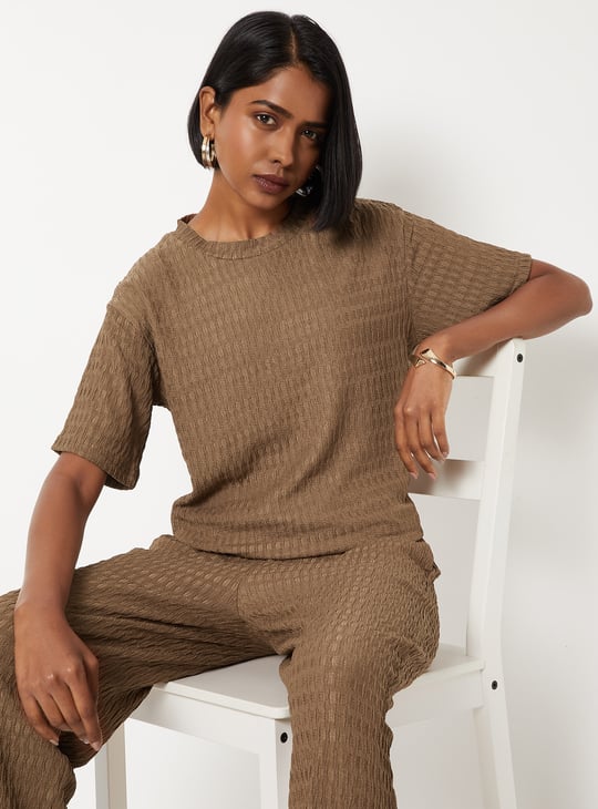 Women Textured Drop Shoulder Top