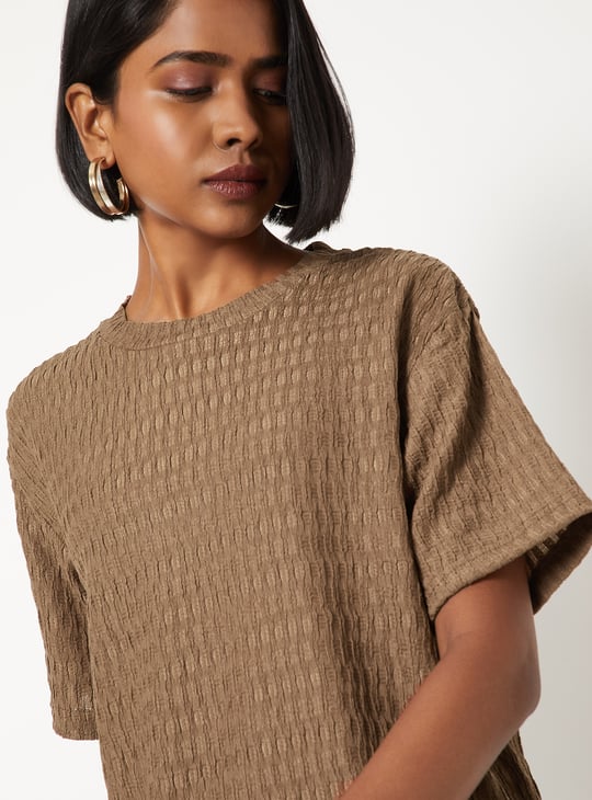 Women Textured Drop Shoulder Top