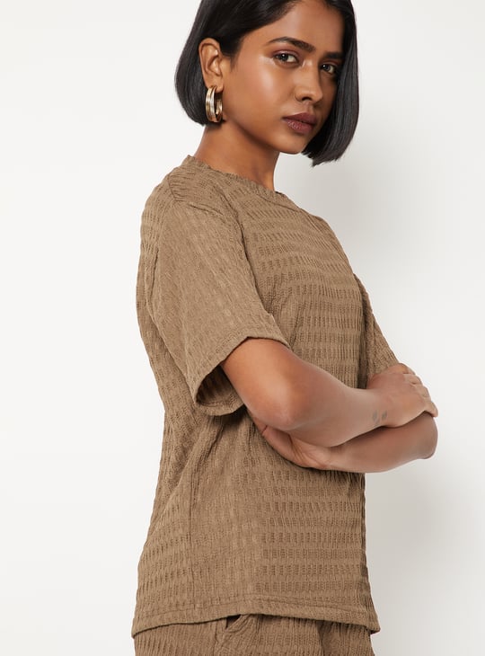Women Textured Drop Shoulder Top