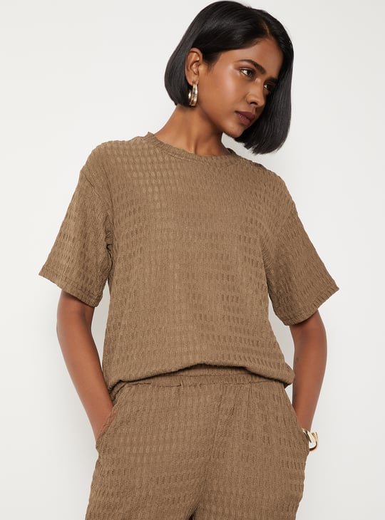 Women Textured Drop Shoulder Top