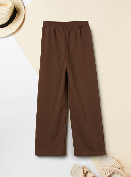 Girls Solid Wide Leg Track Pants