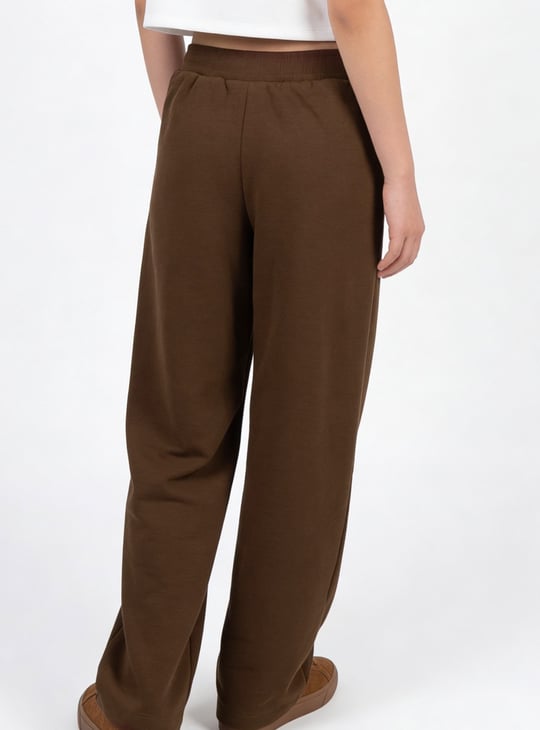 Girls Solid Wide Leg Track Pants