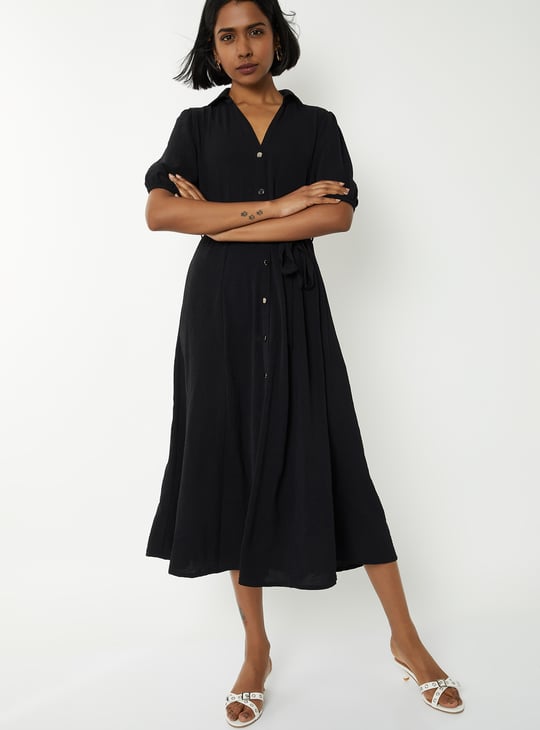 Women Solid Midi Dress