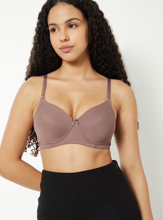 Women Solid Padded Non-Wired T-shirt Bra