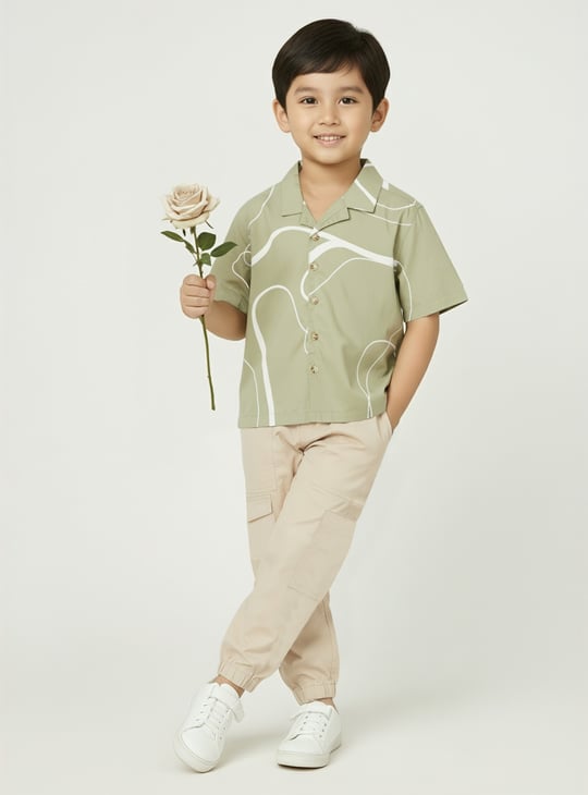 Boys Printed Oversized Shirt