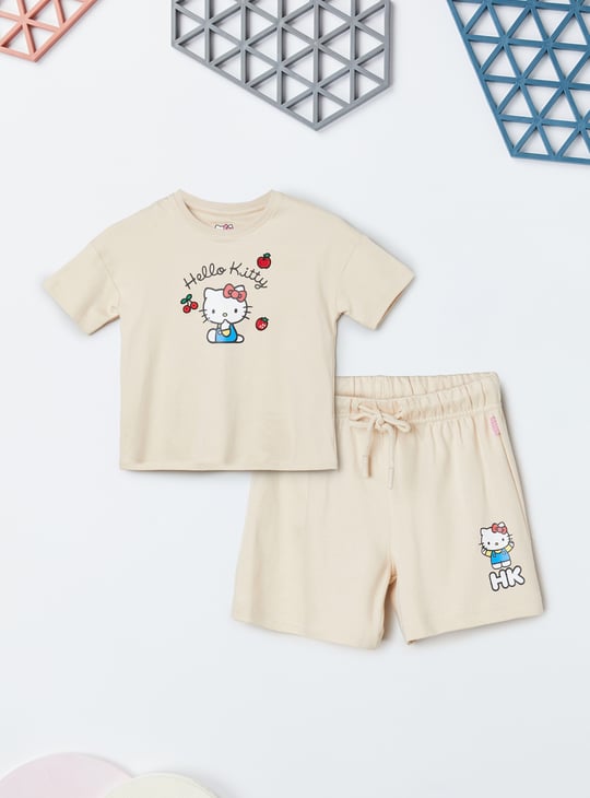 Girls Hello Kitty Print Shorts Set