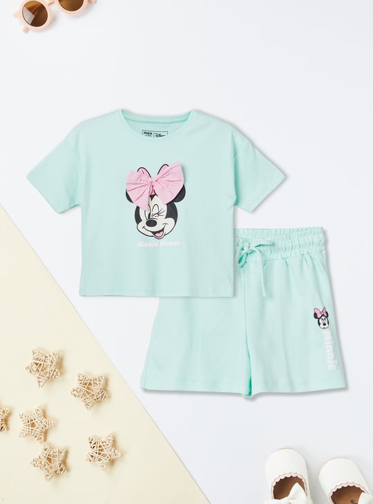 Girls Minnie Applique Shorts Set