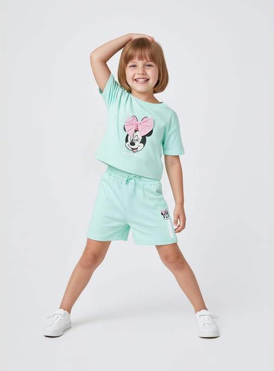 Girls Minnie Applique Shorts Set