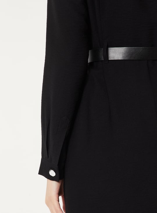 Women Solid Shirt Dress with Belt