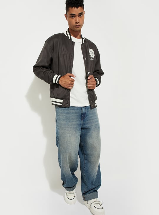 URB_N Men Velour Varsity Jacket