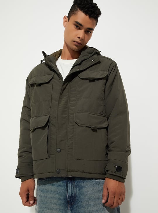 URB_N Men Solid Utility Jacket