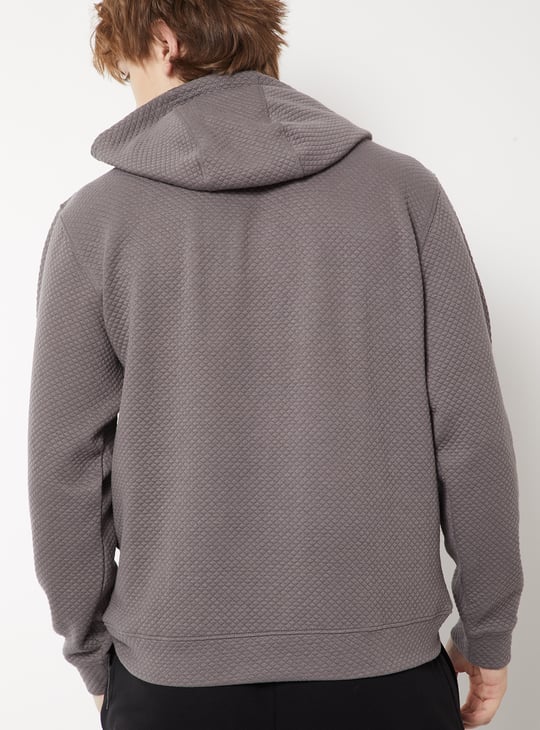 Men Textured Hooded Sweatshirt