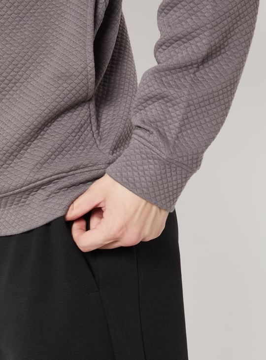 Men Textured Hooded Sweatshirt