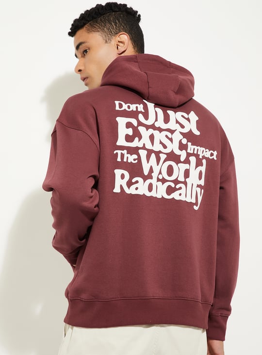 URB_N Men Oversized Back Print Hooded Sweatshirt