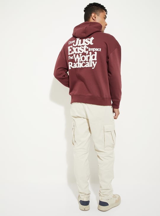 URB_N Men Oversized Back Print Hooded Sweatshirt