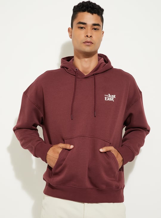 URB_N Men Oversized Back Print Hooded Sweatshirt