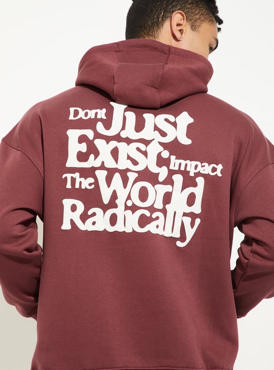 URB_N Men Oversized Back Print Hooded Sweatshirt