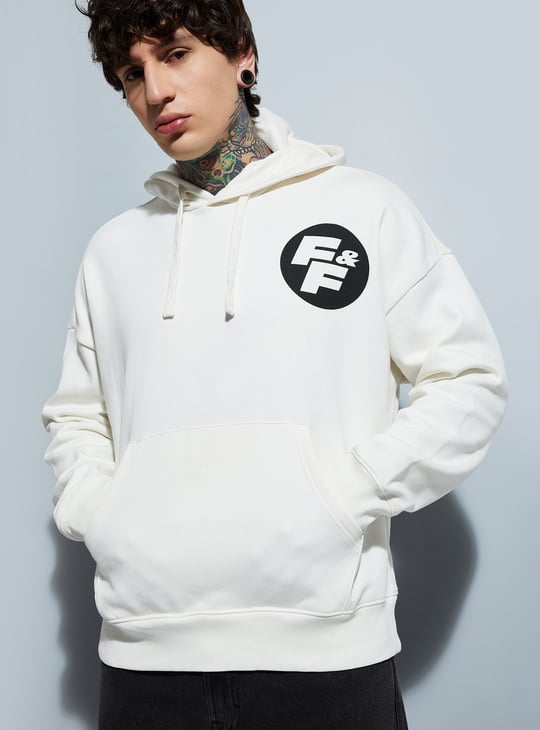 URB_N Men Back Print Oversized Sweatshirt | White | Hoodies