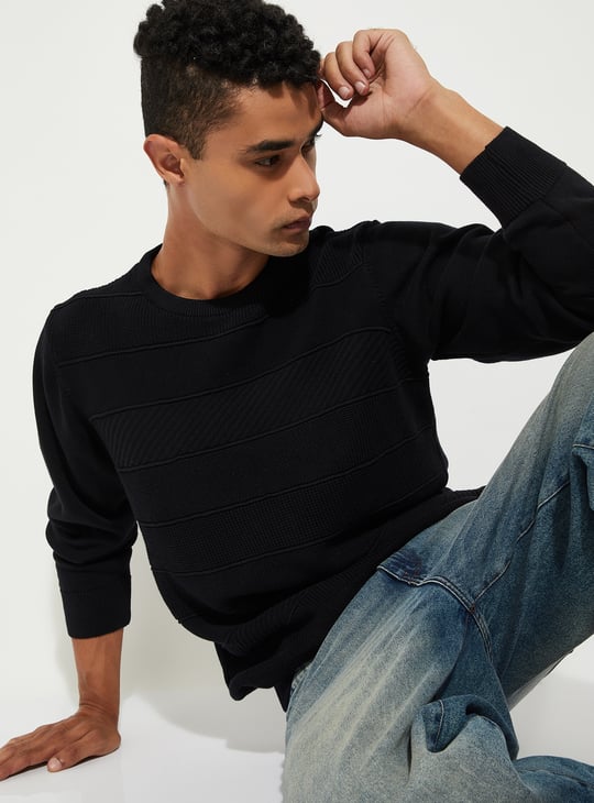 URB_N Men Textured Knit Sweater