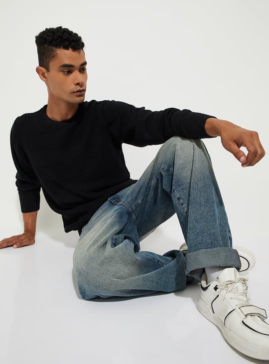 URB_N Men Textured Knit Sweater