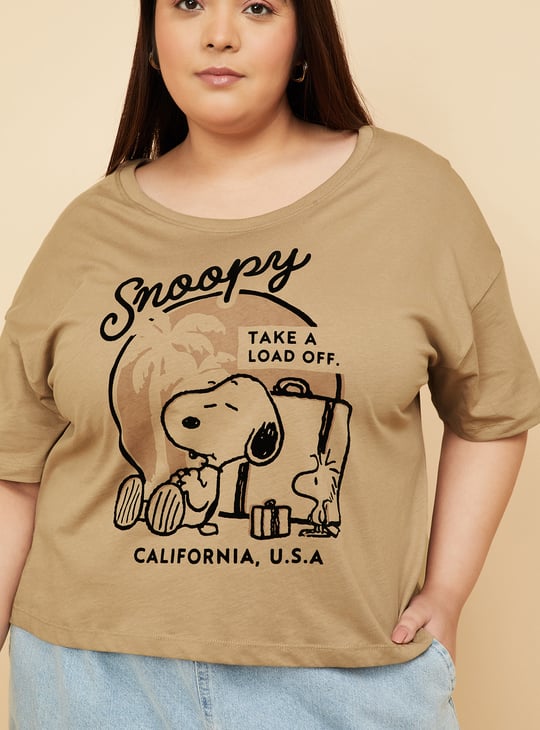 ALAYA F x URB_N Women Snoopy Print Boxy Fit T-shirt