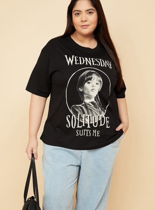 ALAYA F x URB_N Women Wednesday Print Oversized T-shirt