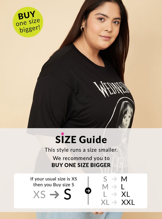 ALAYA F x URB_N Women Wednesday Print Oversized T-shirt