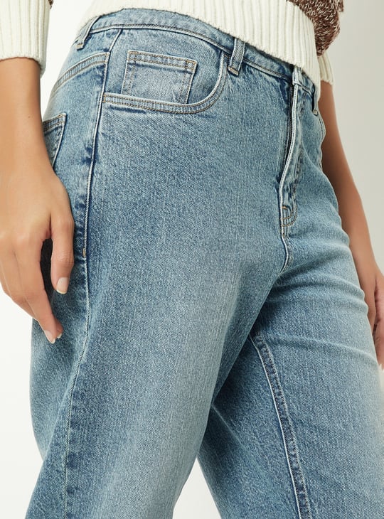 Women Washed Slim Straight Jeans