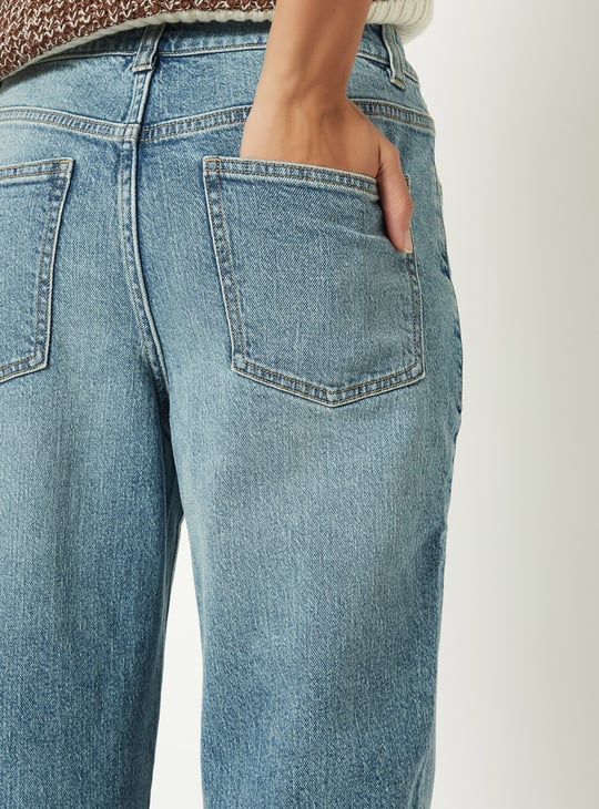 Women Washed Slim Straight Jeans