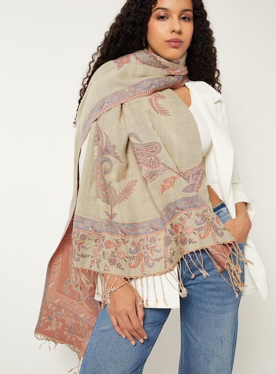 Women Knit Shawl Beige Shawls