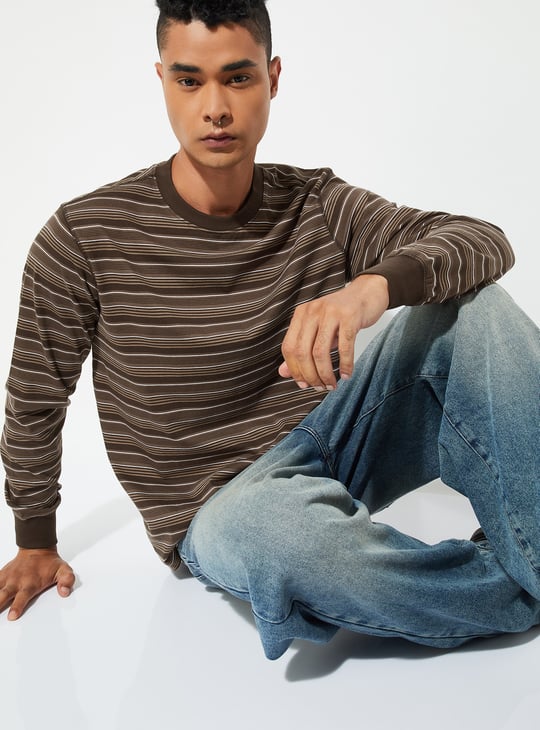 URB_N Men Striped Oversized T-shirt