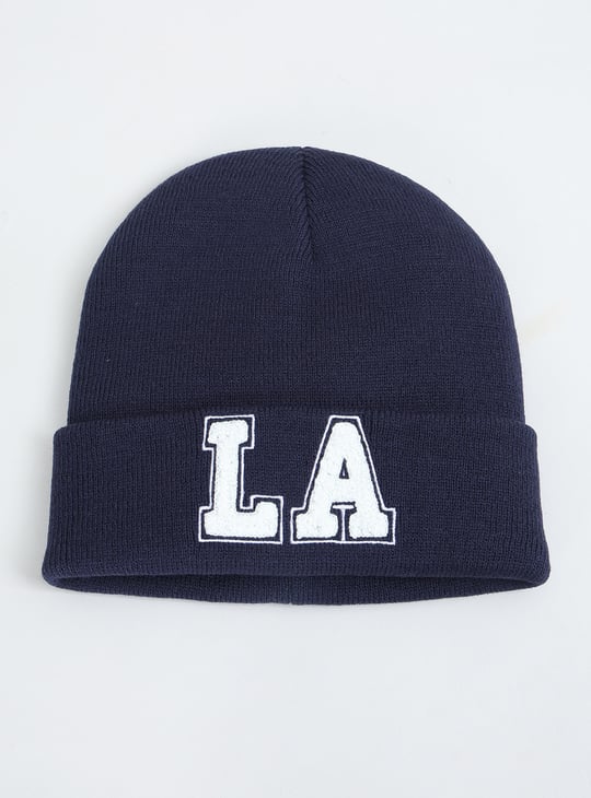 Boys Knit Beanie with Chenille Embroidered Detail