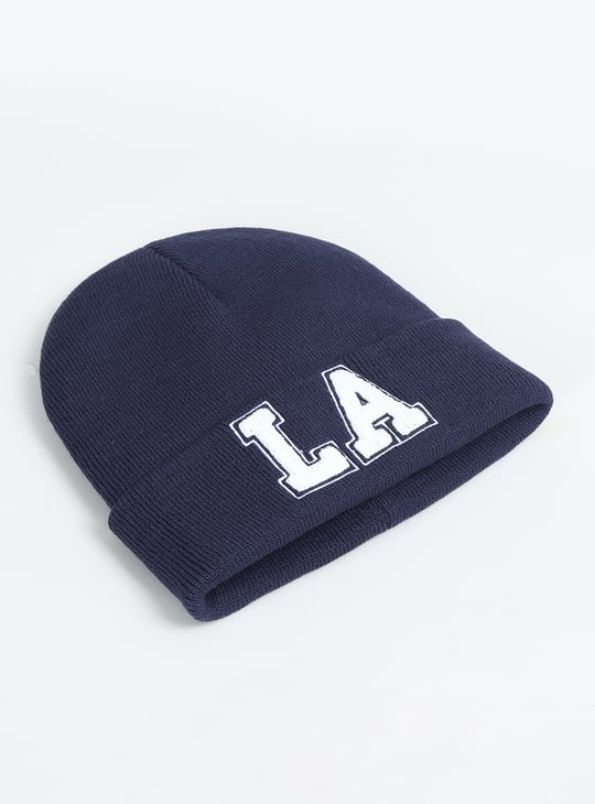 Boys Knit Beanie with Chenille Embroidered Detail