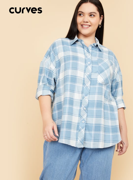 Women Checked Oversized Shirt