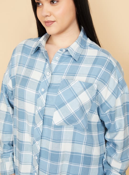 Women Checked Oversized Shirt