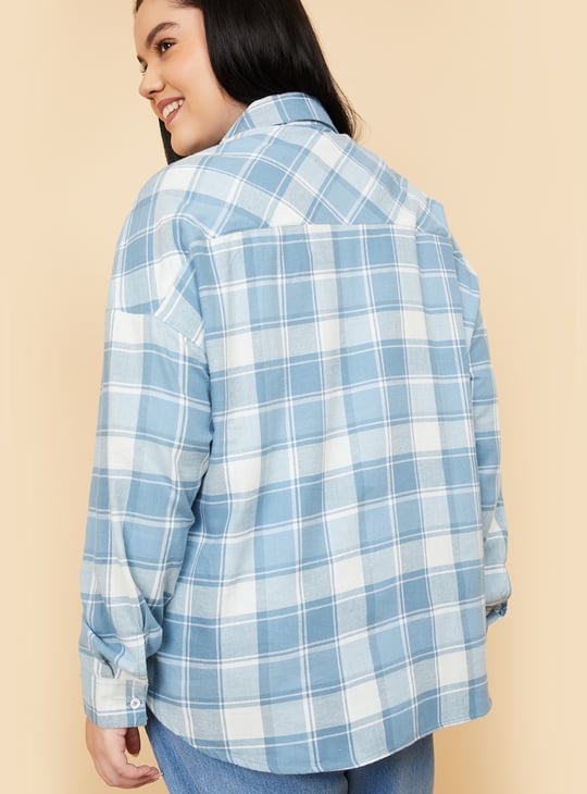 Women Checked Oversized Shirt