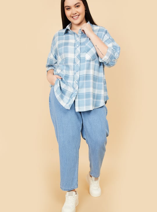 Women Checked Oversized Shirt