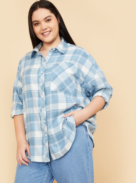 Women Checked Oversized Shirt