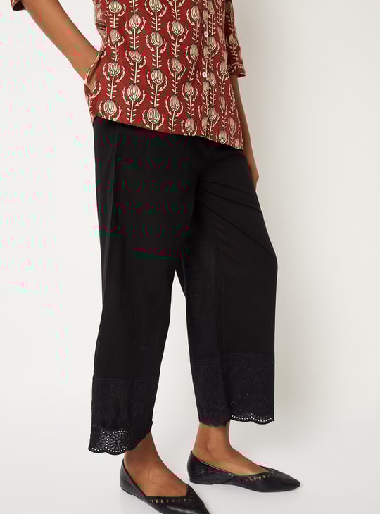 Women Embroidered Hem Palazzos
